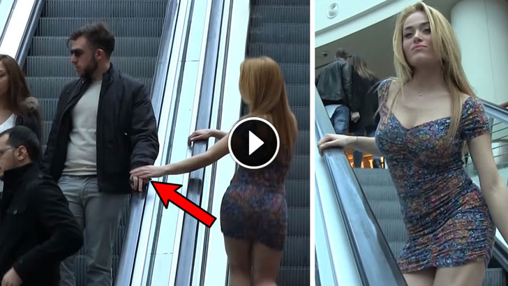 This "Touch A Stranger’s Hand" Escalator Prank Takes Awkward